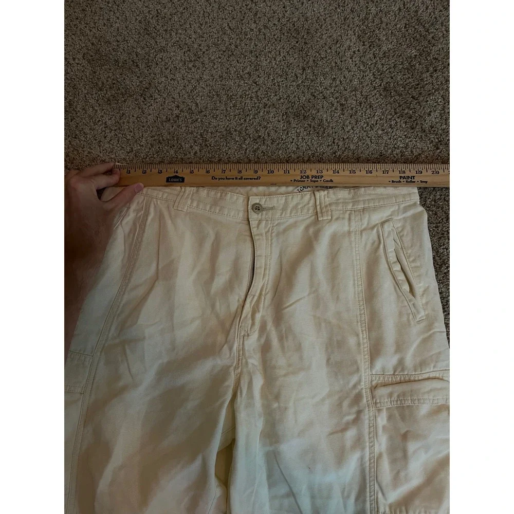 Tommy Bahama Mens Shorts Size 38 Cream Relax Cargo Tencel Lyocell Blend Resort